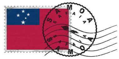 Ulusal Bayrak ve Posta Damgalı Samoa Safaia Damgası