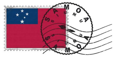 Ulusal Bayrak ve Posta Damgalı Samoa Siumu Damgası