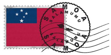 Ulusal Bayrak ve Posta Damgalı Samoa Salamumu Damgası