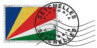 Ulusal Bayrak ve Posta Damgasıyla Seyşeller Victoria Damgası