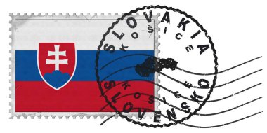 Ulusal Bayrak ve Posta Damgalı Slovakya Kosice Stamp