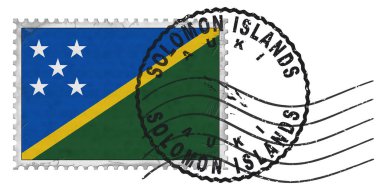 Solomon Adaları Ulusal Bayrak ve Posta Damgasıyla Auki Damgası