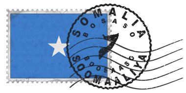 Ulusal Bayrak ve Posta Damgalı Somali Bosaso Damgası
