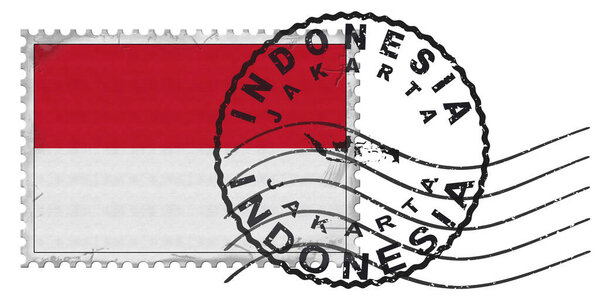 Indonesia Jakarta Stamp with National Flag and Postmark
