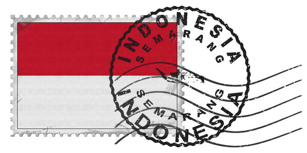 Индонезия Semarang Stamp with National Flag and Postmark