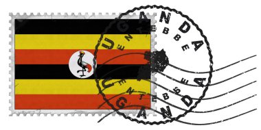 Ulusal Bayrak ve Posta Damgalı Uganda Entebbe Damgası