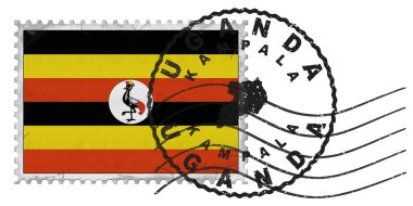Ulusal Bayrak ve Posta Damgalı Uganda Kampala Damgası