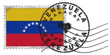 Ulusal Bayrak ve Posta Damgalı Venezuela Maracay Damgası
