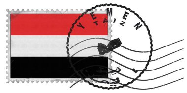 Ulusal Bayrak ve Posta Damgalı Yemen Taiz Damgası