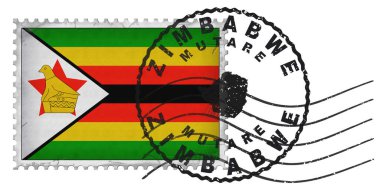 Ulusal Bayrak ve Posta Damgalı Zimbabwe Mutare Damgası