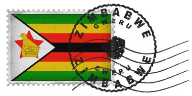 Ulusal Bayrak ve Posta Damgalı Zimbabwe Gweru Damgası