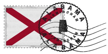 Ulusal Bayrak ve Posta Damgalı Alabama Birmingham Damgası