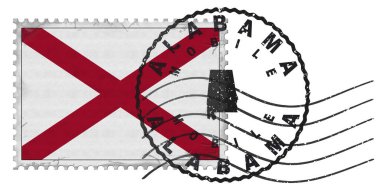 Ulusal Bayrak ve Posta Damgalı Alabama Mobil Damgası