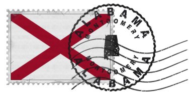 Ulusal Bayrak ve Posta Damgalı Alabama Montgomery Damgası