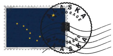 Ulusal Bayrak ve Posta Damgalı Alaska Anchorage Stamp
