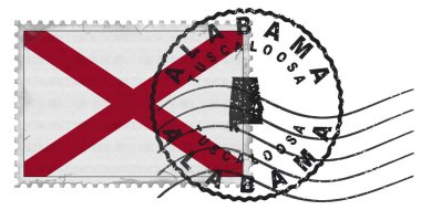 Ulusal Bayrak ve Posta Damgalı Alabama Tuscaloosa Damgası