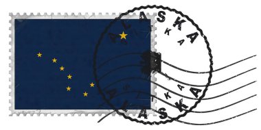 Ulusal Bayrak ve Posta Damgalı Alaska Sitka Damgası