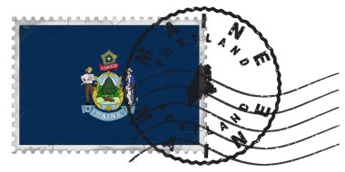 Ulusal Bayrak ve Posta Damgalı Maine Portland Damgası