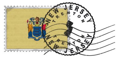 Ulusal Bayrak ve Posta Damgalı New Jersey Trenton Damgası
