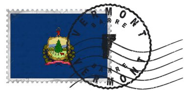Ulusal Bayrak ve Posta Damgalı Vermont Barre Stamp