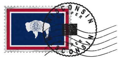 Ulusal Bayrak ve Posta Damgalı Wyoming Casper Damgası