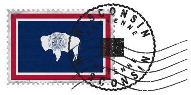 Ulusal Bayrak ve Posta Damgalı Wyoming Cheyenne Damgası