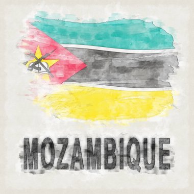 Ülke Adı Arkaplanı ile Mozambik Ulusal Renkleri