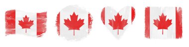 Kanada Bayrağı Beyaz Üzerine Fırça Darbesi Şekilleri