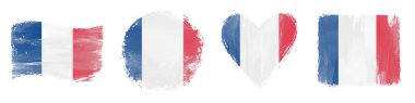 Fransa Bayrağı Beyazın Üzerinde Fırça Darbesi Şekilleri