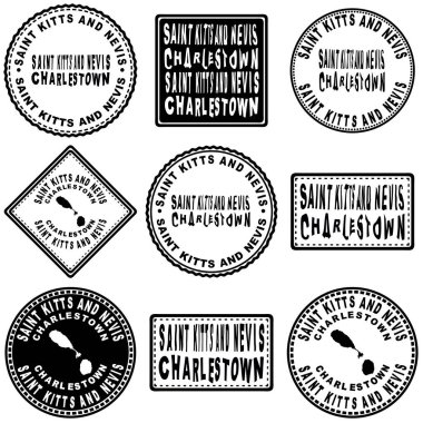 Saint Kitts ve Nevis Charlestown Yuvarlak Mühür Harita Tasarımı