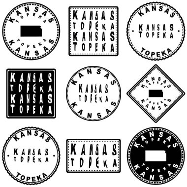 Kansas Topeka Yuvarlak Mühür Harita Tasarımı