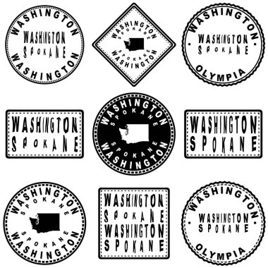 Washington Spokane Yuvarlak Mühür Harita Tasarımı