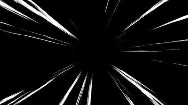 Anime hız çizgisi arka plan animasyonu siyahta. Comic Light Speed Lines Hareketi. Tam HD. 4K