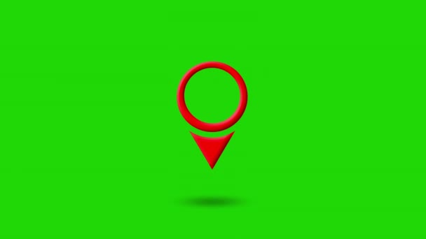 地図上の位置を示す位置ピン 地図のためのピンのGpsの動き 位置の地図のピンGpsのポインター マーカーのアニメーション 4Kについて — ストック動画