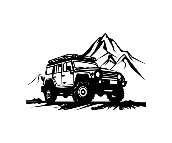 Berg Extreme Fahrzeug Logo Silhouette — Stockvektor