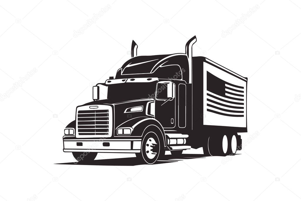Big Truck logo vector template for you design in white color