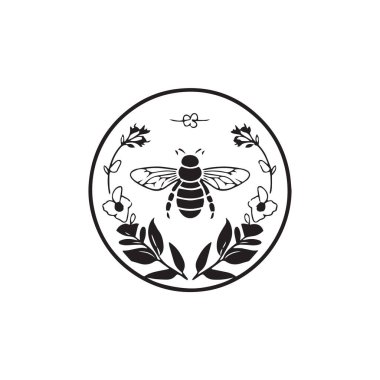 Beyaz arka planda izole edilmiş bal arısı silueti vektör çizimi