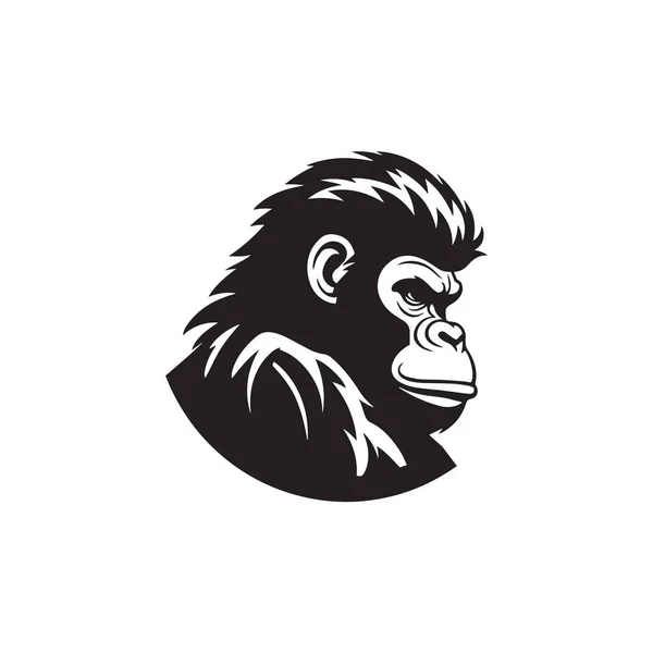 Gorila Vetor Ilustração Cabeça Mal Feroz Gorila Mascote Logotipo Mínimo —  Vetores de Stock