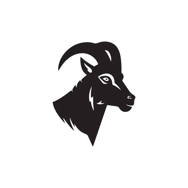 Estilizado Silhueta Rosto Cabra Vetor Animal Selvagem Logotipo Ícone Modelo — Vetor de Stock