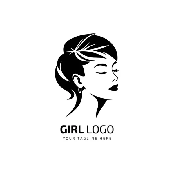 Mujer Logotipo Símbolo Diseño Con Hermosa Mujer Retrato Diseño Icono — Archivo Imágenes Vectoriales