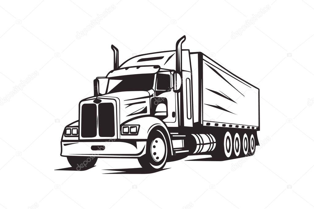 Truck logo template design in white color