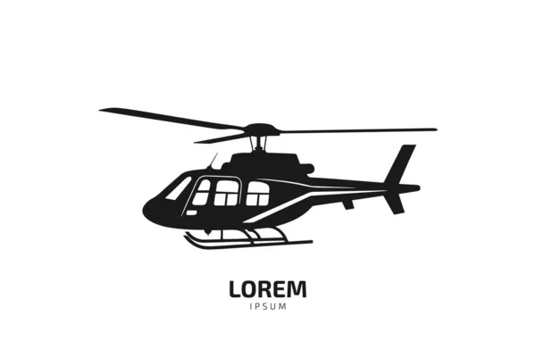 Silhueta Helicóptero Preto Isolado Sobre Fundo Branco —  Vetores de Stock