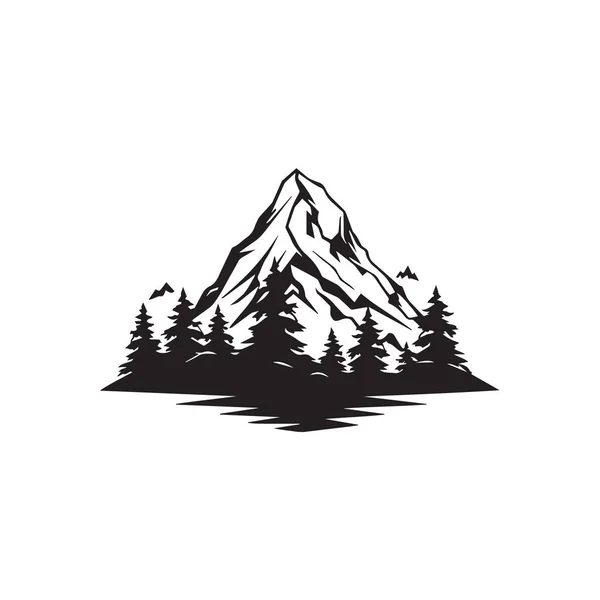 Βουνό Πεύκα Και Τοπίο Μαύρο Λευκό Φόντο — Διανυσματικό Αρχείο
