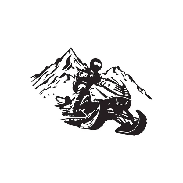 Schneemobil Silhouette Vektor Motorrad Auf Eis Logo Symbol — Stockvektor