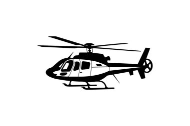 Helikopter detaylı vektör logosu silueti