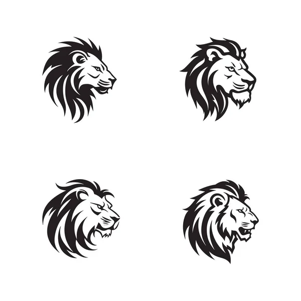 Aggressive Und Minimale Löwen Ikonen Setzen Löwenlogos Als Vorlage — Stockvektor