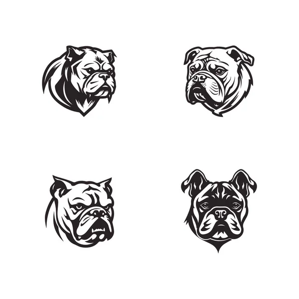 Bull Dog Icons Устанавливает Векторный Шаблон Логотипа — стоковый вектор