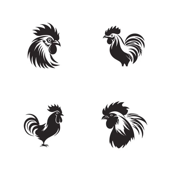 Rooster Logo Icoon Pik Pictogrammen Set — Stockvector