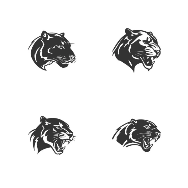 Uppsättning Svart Panter Illustrationer Logotyp Mönster Shirts Emblem Märken Broderier — Stock vektor