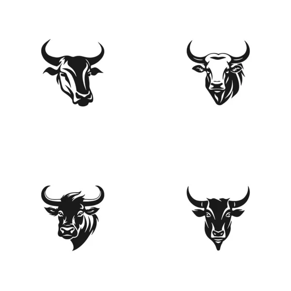 Zestaw Byków Stylizowane Sylwetki Izolowane Białym Tle Zestaw Projektów Logo — Wektor stockowy